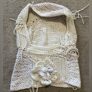 Handmade Crochet Balaclava with Flower Detail